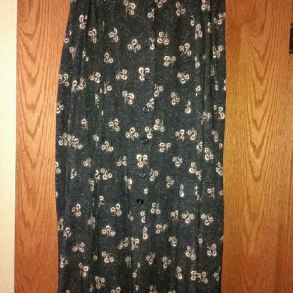 Black Dainty Floral Maxi Elastic Waist